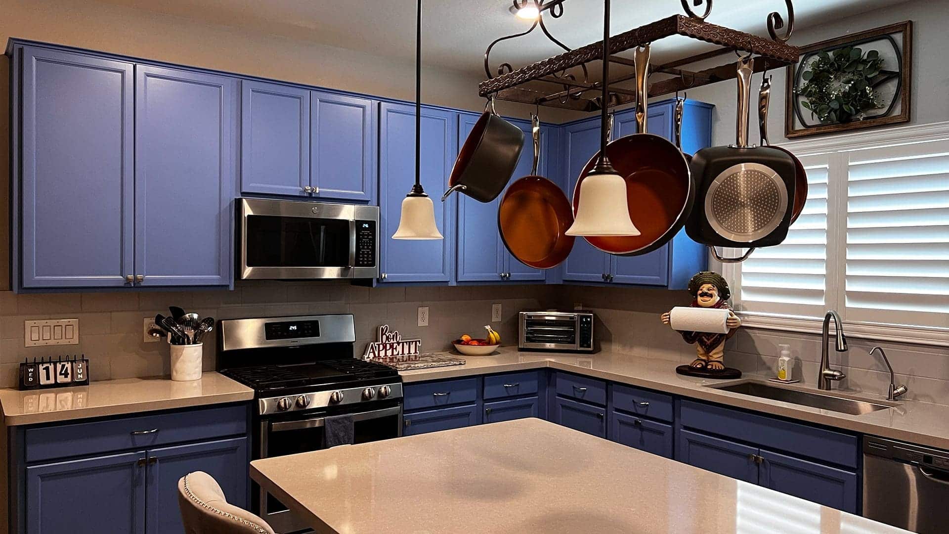 Blue Kitchen Cabinets Painted in Henderson